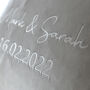 Personalised Wedding Silver Embroidery Velvet Cushion, thumbnail 4 of 6