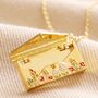 Wildflower Envelope Locket Necklace In Gold Plating, thumbnail 4 of 9