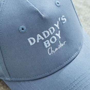 Personalised Boys' Daddy's Boy Cap In Blue, 5 of 6