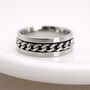 Men’s Personalised Oxidised Sterling Silver Chain Spinner Ring – 8mm, thumbnail 1 of 8