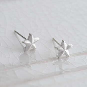 Sterling Silver Solid Star Stud Earrings, 7 of 9