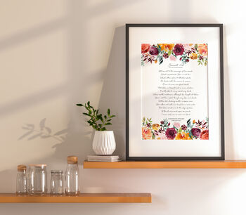 Watercolour Floral Wedding Vows Or Romantic Poem, 5 of 5