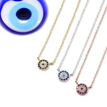 Small Eye Necklace Rose Or Gold Plated 925 Silver, 3 of 9