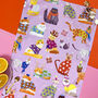 Christmas Lilac Cats Tea Towel, thumbnail 1 of 4