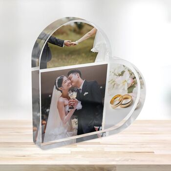 Personalised Family Photo Acrylic Heart Plaque, 6 of 8