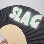 Handheld Slag In Green Folding Fan, thumbnail 1 of 3