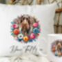 Personalised German Wirehaired Pointer Summer Floral Dog Wreath Cushion And Mug Gift Bundle, thumbnail 1 of 4