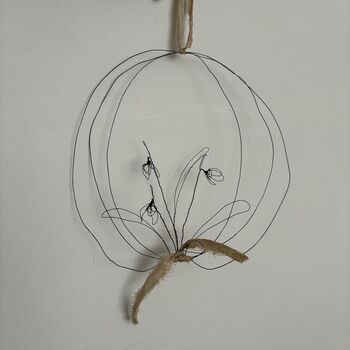 Handmade Wire Oval Snowdrop Wreath, 2 of 10