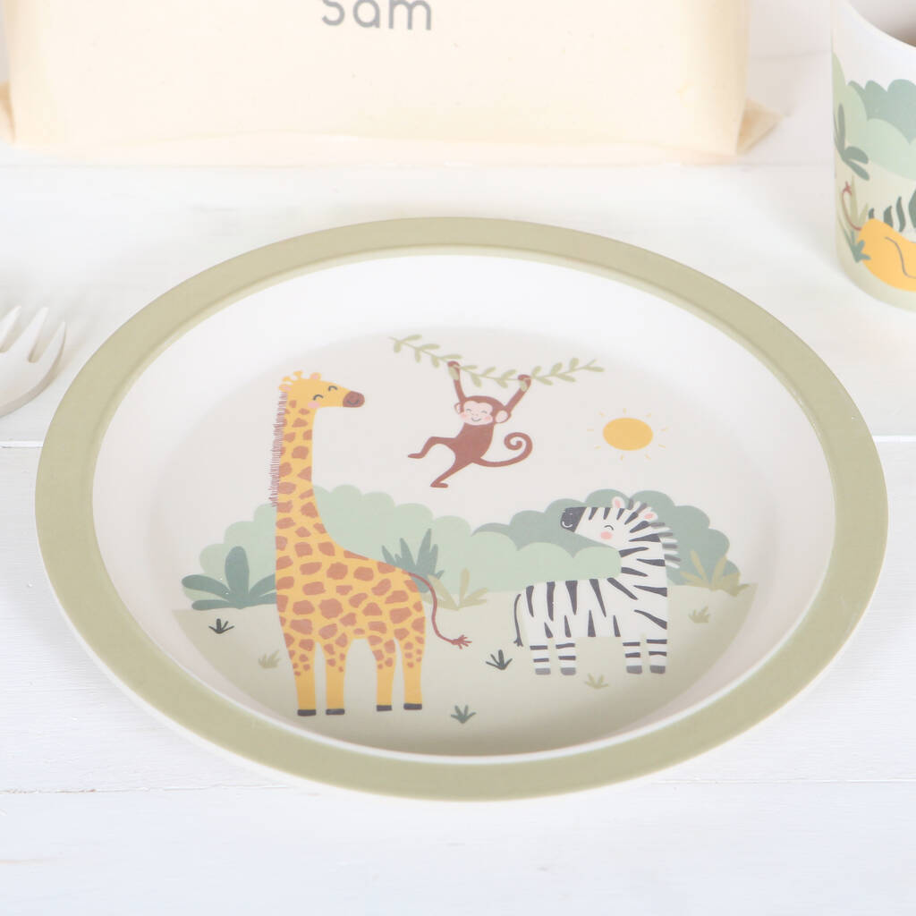 Safari Animal Dinner Set And Personalised Bag By Red Berry Apple ...