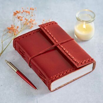 Handmade Stitched Distressed Leather Journal, 4 of 10