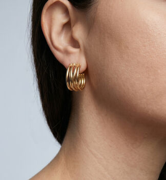 Nami 18 K Gold Plated Twist Hoop Earrings, 2 of 6