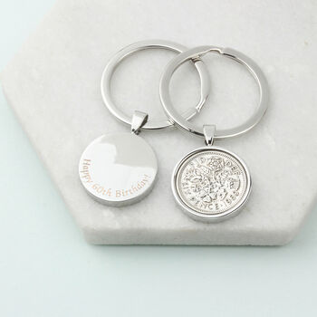 Personalised 1963 60th Birthday Sixpence Keyring, 6 of 11