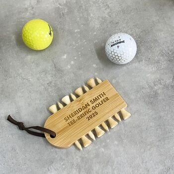 Personalised Bamboo Golf Ball Tee Holder, 4 of 8