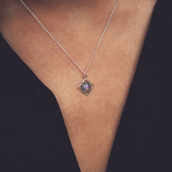 Kyla Opal Sterling Silver Pendant Necklace, 3 of 7