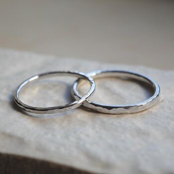 Slim Or Chunky Hammered Stacking Ring, 2 of 7