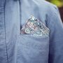 Mens Lilac And Aqua Paisley Print Pocket Square, thumbnail 1 of 6