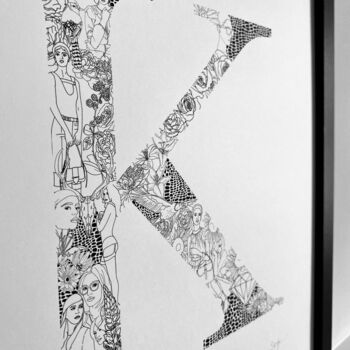 'Letter K' Linear Illustration Print, 3 of 7