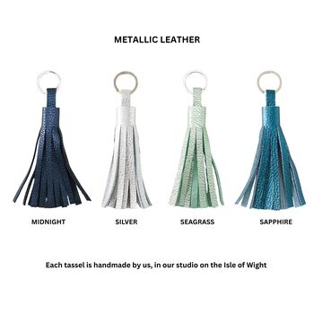Handmade Leather Bag Tassel Keyring, 6 of 10