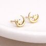 Gold Plated Sterling Silver Moon And Star Stud Earrings – 6mm, thumbnail 2 of 5