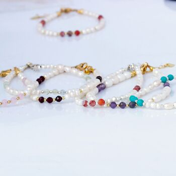 Adjustable Pearl Bracelet With Gemstone Beads, 12 of 12