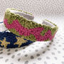 Olive Green And Pink Squiggle Headband, thumbnail 1 of 2