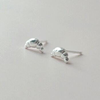 Sterling Silver Croissant Micro Stud Earrings, 2 of 4