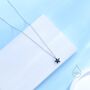 Tiny Black Cz Flower Necklace In Sterling Silver, thumbnail 1 of 12