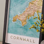 Framed And Personalised Cornwall Map Print, thumbnail 2 of 4
