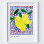 Bowl Of Lemons Table Scene Art Print Watercolour Pastel Poster, thumbnail 3 of 3