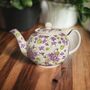 Two Cup Teapot In Ditsy Violet Chintz Design, thumbnail 2 of 8