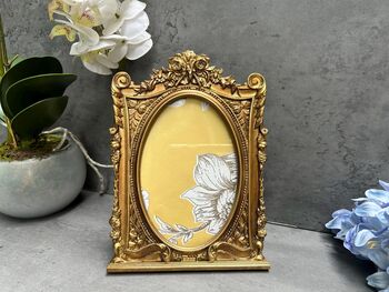 Vintage Gold Photo Frame 6x4 Floral Picture Frame Gift, 6 of 8