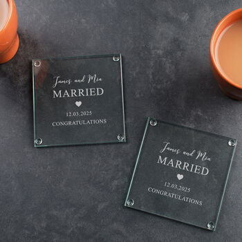 Personalised Wedding Glass Coaster Set, 2 of 7