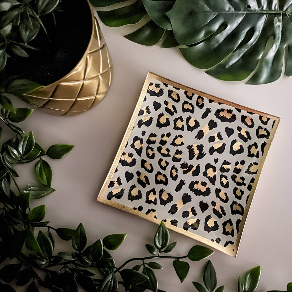 Leopard Print Trinket Dish Tray By Punk & Poodle