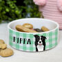 Dog Food Bowl Illustrated Cute Spring Gingham, thumbnail 2 of 10