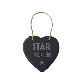 Great British Baker 'Star Baker' Slate Heart Hanger, 2 of 2
