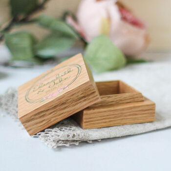 Personalised Wedding Ring Box With Names And Date, 3 of 7