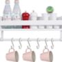 Wooden Grey Floating Shelves With Eight Hooks, thumbnail 2 of 12