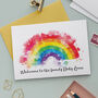 New Baby Rainbow Personalised Card, thumbnail 1 of 4