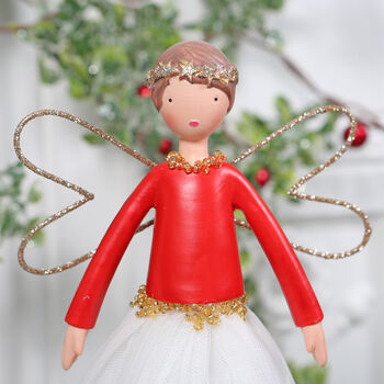 White And Red Angel Tree Topper, Two Sizes, 3 of 6