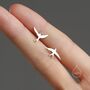 Sterling Silver Mismatched Asymmetric Swallow Bird Silhouette Stud Earrings, thumbnail 6 of 11