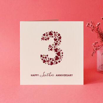 Love Hearts Leather 3rd Anniversary Card, 3 of 3