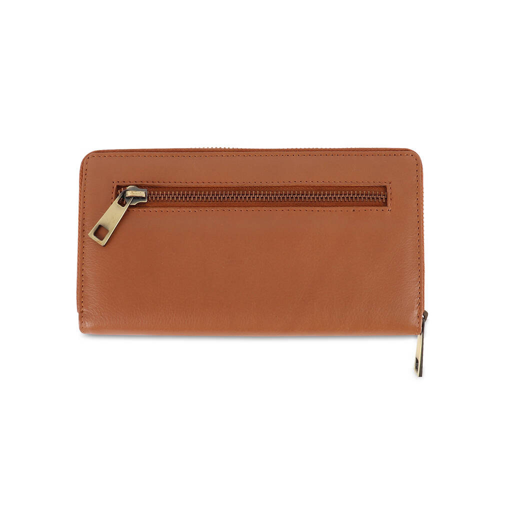 Large Leather Ziparound Purse, Caramel Tan By The Leather Store ...
