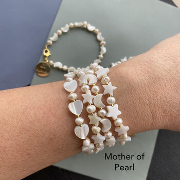 Handmade Freshwater Pearl Star / Moon / Heart Bracelets, 8 of 8