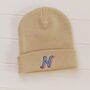 Sand Personalised Beanie With Embroidered 3D Initial, thumbnail 1 of 2