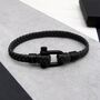 Personalised Men's Shackle And Woven Leather Bracelet, thumbnail 1 of 6