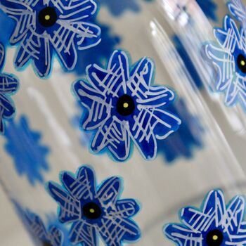 Blue Forget Me Not Painted Glass Vase, 2 of 5