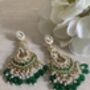 Meenakari Green Gold Plated Dangle Indian Earrings, thumbnail 8 of 8