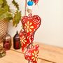 Hand Painted Red Yellow Hanging Heart Bells Wind Chime, thumbnail 4 of 12