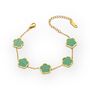 18 K Green Gold Plated Five Leaf Clover Bracelet, thumbnail 1 of 6