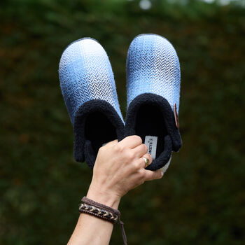 Alfie Blue Check Mens Slippers Indoor/Garden Shoes, 4 of 8